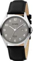 Olympic OL26HSL072 Merano Horloge - Leer - Zwart - 40mm