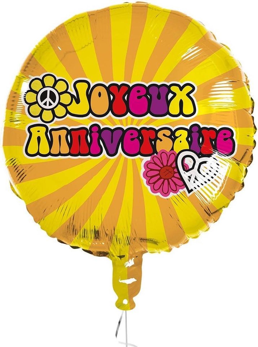 Boland Folieballon Hippie Joyeux Anniversaire 45 Cm Geel Bol Com