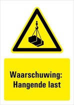 Sticker met tekst waarschuwing hangende last, W015 210 x 297 mm