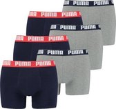 Puma Basic Boxershort 6-Pack Blue/Grey Melange - Puma Boxershort Heren - Onderbroek Heren - Multipack - Maat S