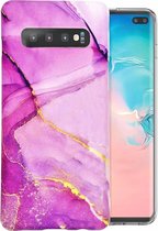 Marmerprint telefoonhoesje geschikt voor Samsung Galaxy S10 Hoesje Marmer Paars