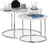 relaxdays bijzettafel 2er set - nest tafels rond - kleine salontafel 60 x 60 - hout - wit