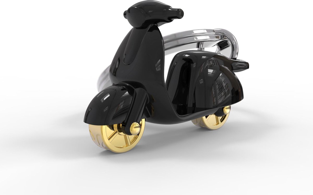 Metalmorphose Scooter Sleutelhanger Vespa Design Cadeau Accessoire- Glanzende Zwart