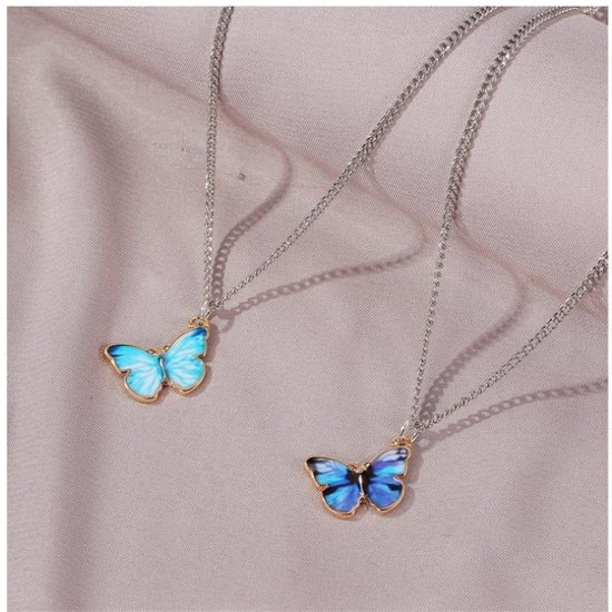 Ketting met hanger vlinder lichtblauw | bol.com