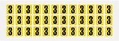 Cijfer stickers geel/zwart teksthoogte: 15 mm cijfer 3