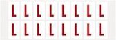 Letter stickers alfabet - 20 kaarten - rood wit teksthoogte 25 mm Letter L