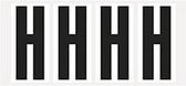 Letter stickers alfabet - 20 kaarten - zwart wit teksthoogte 95 mm Letter H