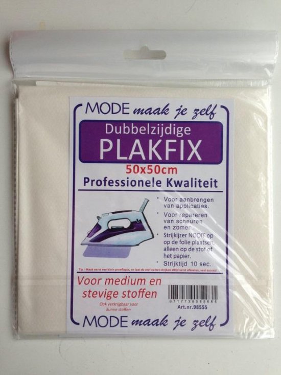 Punt Draaien Betuttelen PLAK-FIX, plakt 2 lagen textiel met strijkbout (als vliesofix), 50x50, voor  dikke stoffen | bol.com