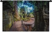 Wandkleed Angkor Wat - Ta Prohm tempel in Angkor Wat Wandkleed katoen 180x120 cm - Wandtapijt met foto XXL / Groot formaat!