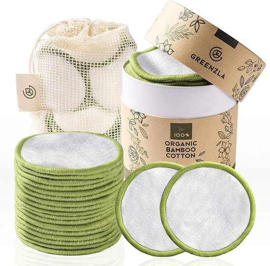 Greenzla Tampons démaquillants réutilisables (paquet de 20) avec sac à  linge lavable