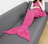 Roze gebreide zeemeermin deken 180 cm - zeemeerminnenstaart