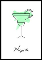 Poster Margarita - 30x40 cm Met Fotolijst - Cocktail Poster - Ingelijst - WALLLL