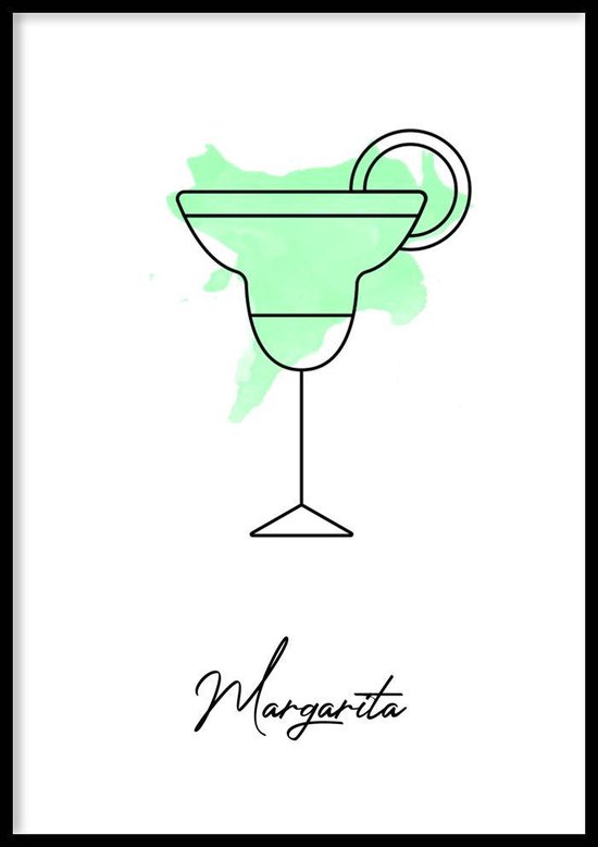 Poster Margarita - 30x40 cm Met Fotolijst - Cocktail Poster - Ingelijst - WALLLL