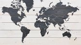 Wereldkaart op Hout Contrast | 124 x 70cm | Gratis 100 koperen pins en ophangsysteem