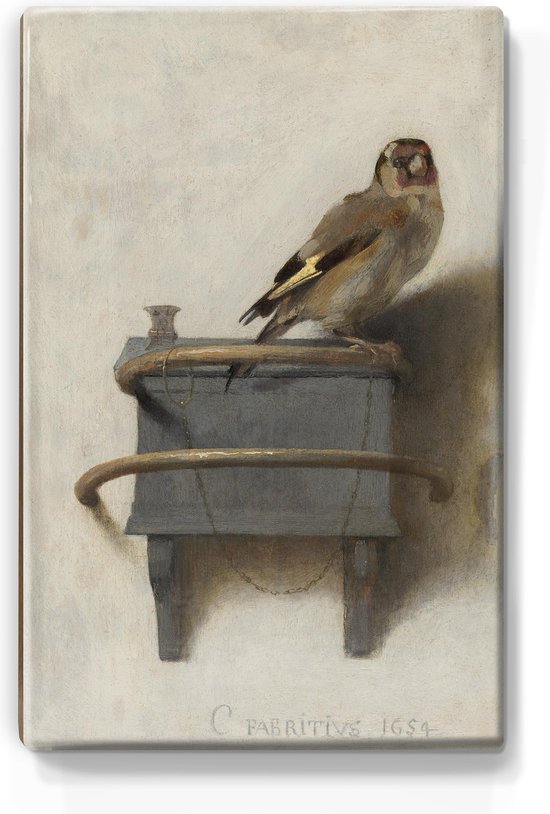 Carel Fabritius - Puttertje - 19,5 x 30 cm - Niet van echt te onderscheiden schilderijtje op hout - Mooier dan een print op canvas - Laqueprint.
