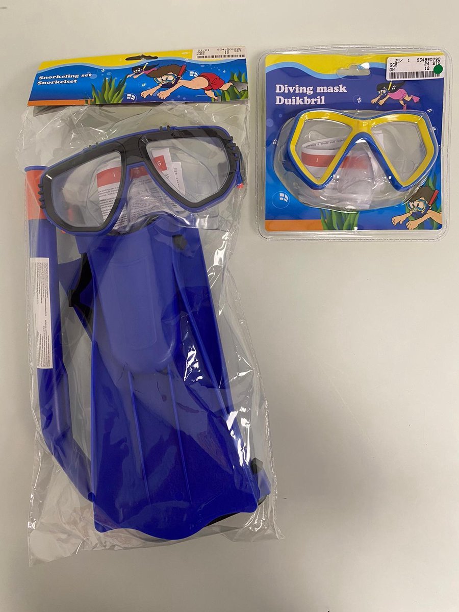 Ensemble de 4 tubas: en plastique et pour enfants - palmes / trachée /  lunettes de