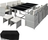 tectake - zitgroep Palma- Wicker Tuinset-ruimtebesparend bloksysteem-lichtgrijs-403728