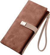 ZILOU® Dames Portemonnee - tot 26 Pasjes - Portefeuille Dames - met Rits - voor Munt- en Briefgeld - Vintage - Kunstleer - Bruin