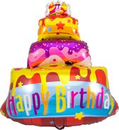 Folieballon - Verjaardags taart - Happy Birthday - 80x110cm - Zonder vulling