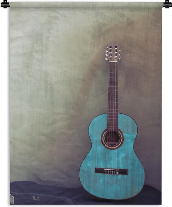 Wandkleed Akoestische gitaar - Gekleurde akoestische gitaar in een kamer met een betonnen muur Wandkleed katoen 150x200 cm - Wandtapijt met foto