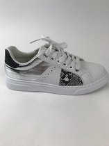 sneakers wit/zilver/zwart/slangenprint uitneembare zool veter