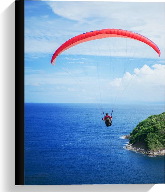 Canvas  - Parasailen boven Bergen en Zee - 30x40cm Foto op Canvas Schilderij (Wanddecoratie op Canvas)