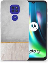 Smartphone hoesje Motorola Moto G9 Play | E7 Plus Backcase Siliconen Hoesje Wood Beton