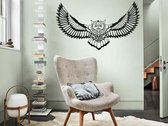 Drart - Metalen uil met gespreide vogels 60 cm x 40 cm - metalen wanddecoratie - metal owl