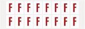 Letter stickers alfabet - 20 kaarten - rood wit teksthoogte 25 mm Letter F