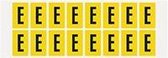 Letter stickers alfabet - 20 kaarten - geel zwart teksthoogte 25 mm Letter E