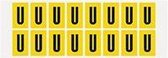 Letter stickers alfabet - 20 kaarten - geel zwart teksthoogte 25 mm Letter U
