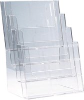 Helit H2352402 Brochurestandaard Glas (helder) DIN A4 staand Aantal vakken 4 1 stuk(s) (b x h x d) 240 x 340 x 192 mm