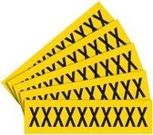 Letter stickers alfabet met laminaat - 5 x 10 stuks - geel zwart teksthoogte 60 mm Letter X