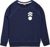 La V jongens sweatshirt met logo op borst bedrukt donkerblauw 128-134