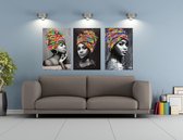 Holland Rose™ - Afrikaanse vrouwen poster set  - Posters -Modern african art - Kunst - Woonkamer - Elegant - Cadeau - Acties - Schilderijen - 3 stuks