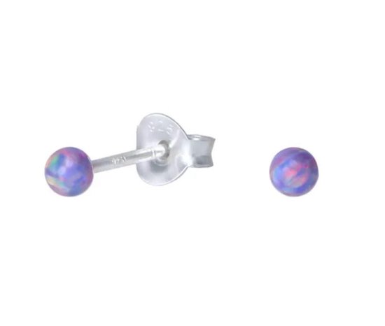 La Rosa Princesa Zilveren Mini Opaal Oorbellen 3mm | Paars