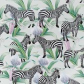 Cadeaupapier rollen - Inpakpapier - Inpakken - Wit met zebra’s en bloemen (200 meter lang & 50 centimeter breed)