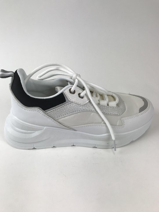 sneakers wit/zwart/zilver uitneembare zool veter | bol.com