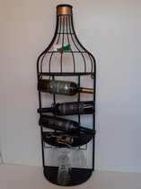 Wijnrek in de vorm van een fles Luxe van Evergreen home Decoration metaal zwart 95x34x17 cm