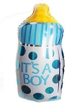 Baby Fles Ballon - Blauw - XL - 82x43cm - Folie Ballon - Babyshower - Geboorte - Kraamfeest - It's a Boy - Versiering - Ballonnen - Helium ballon