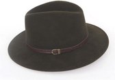 Fedora - Hoed - Donkergroen - Maat 58 - Unisex - Jagers hoed - Wol