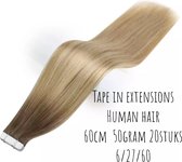 Tape In Hair Balayage Ombré Stikker extensions 60cm 50gram 20stuks human hair