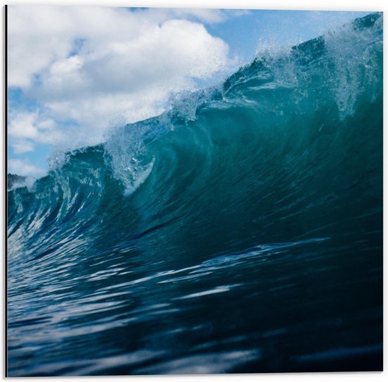 Dibond - Golven in de Oceaan - 50x50cm Foto op Aluminium (Met Ophangsysteem)