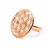 Verstelbare Ring Flower of Life Koper