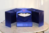 Flowerbox met Zeep Rozen - Giftbox - Valentijn - Moederdag - Blauwe Box met Witte Zeep Rozen