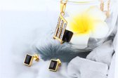Robas Stainless steel sieradenset bestaande uit halsketting met hangeren oorbellen, goudkleurig