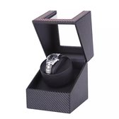 Horloge opwinder – Horloge winder box – Automatische horloge opwinder doos – Watchwinder – 1 horloge opbergbox – Zwart / Carbon