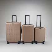 The Suitcase Society - Metallic Gold Waves Edition - Moderne 3-delige kofferset met 4 dubbele wielen