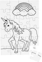 Puzzel, unicorn, A5 15x21 cm, wit, 16stuks