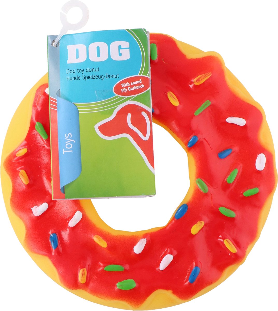 Maxxpro piepende donut hondenspeelgoed rond 13x13x3mm (lengte, breedte, hoogte) plastic